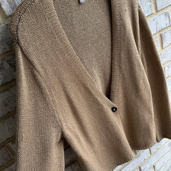 J. Jill Long Sleeve Gold Metallic Knit Cardigan Sweater Women's Size L - Picture 5 of 9
